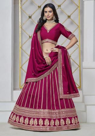 Picture of Beautiful Silk Dark Red Lehenga Choli
