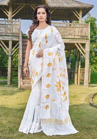 Picture of Alluring Cotton & Silk White Saree