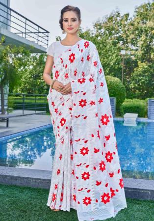 Picture of Bewitching Cotton & Silk White Saree