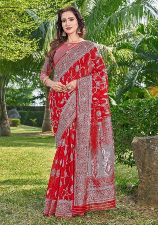 Picture of Sightly Cotton & Silk Crimson Saree