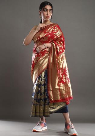 Picture of Gorgeous Silk Fire Brick Saree