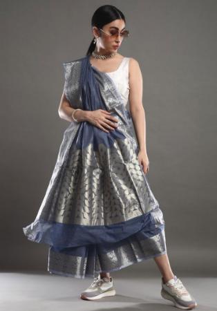 Picture of Alluring Silk Steel Blue Saree