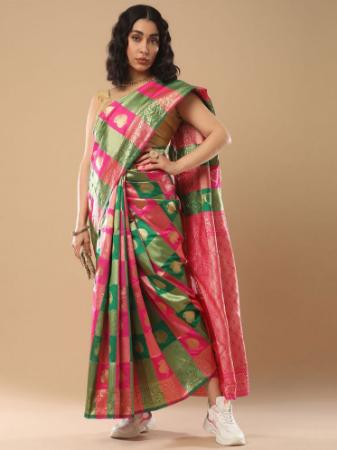 Picture of Bewitching Silk Dark Olive Green Saree