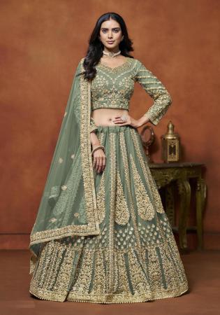 Picture of Admirable Net Dark Sea Green Lehenga Choli