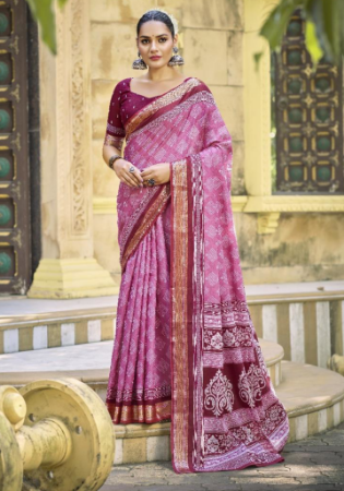 Picture of Wonderful Cotton Pale Violet Red Saree