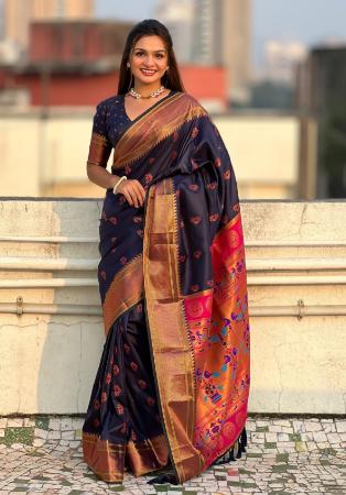 Picture of Pretty Silk Dark Slate Grey Saree