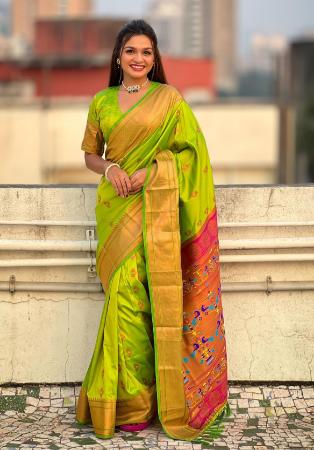 Picture of Amazing Silk Yellow Green Saree