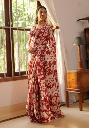 Picture of Enticing Satin Maroon Saree