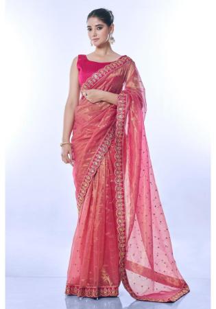 Picture of Excellent Georgette & Net Pale Violet Red Saree