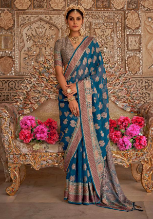 Picture of Grand Georgette Dark Slate Grey Saree