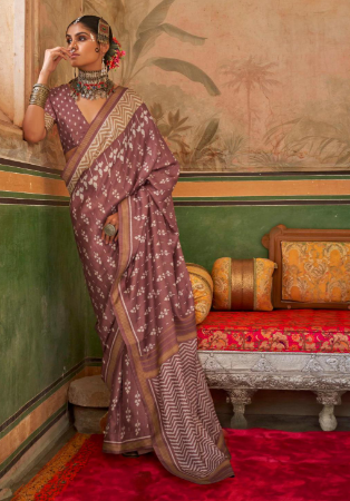 Picture of Magnificent Silk Rosy Brown Saree