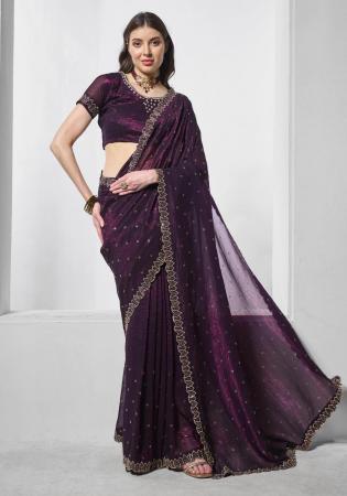 Picture of Wonderful Chiffon & Net Black Saree