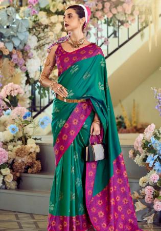 Picture of Exquisite Silk Dark Green Saree