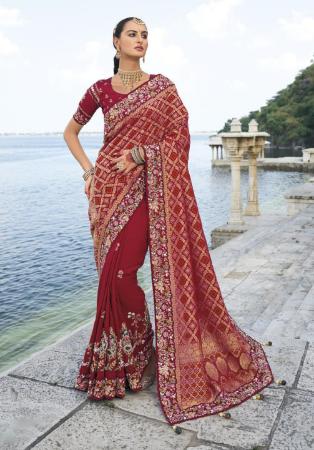 Picture of Elegant Crepe & Silk Maroon Saree