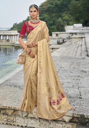 Picture of Comely Crepe & Silk Beige Saree