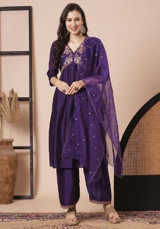 Picture of Ideal Chiffon Purple Readymade Salwar Kameez