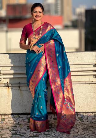 Picture of Sublime Silk Dark Cyan Saree
