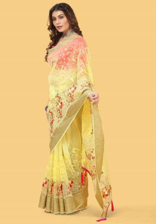 Picture of Radiant Silk & Organza Khaki Saree