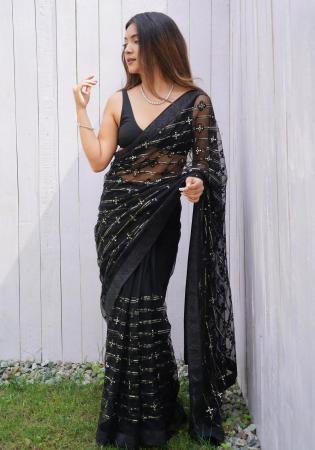 Picture of Excellent Net Dark Slate Grey Saree