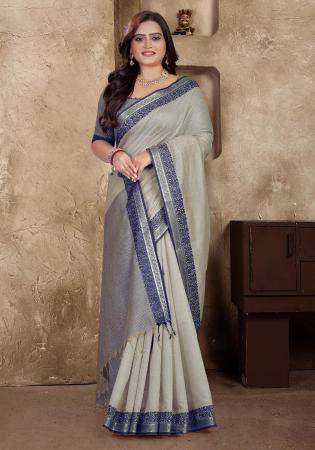 Picture of Fascinating Linen & Silk Grey Saree