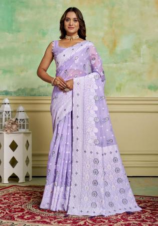 Picture of Alluring Cotton Light Steel Blue Saree