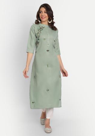 Picture of Good Looking Cotton Dark Sea Green Kurtis & Tunic
