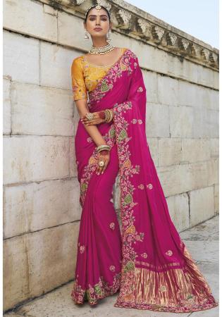 Picture of Lovely Crepe & Satin Medium Violet Red Saree