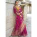 Picture of Lovely Crepe & Satin Medium Violet Red Saree