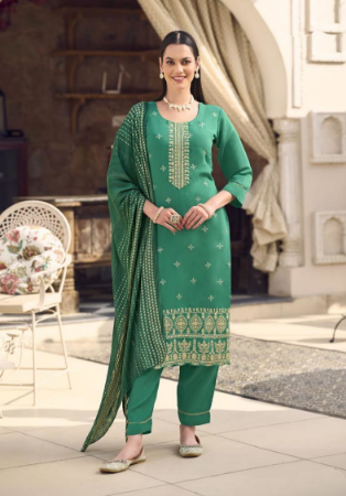 Picture of Marvelous Silk Sea Green Readymade Salwar Kameez