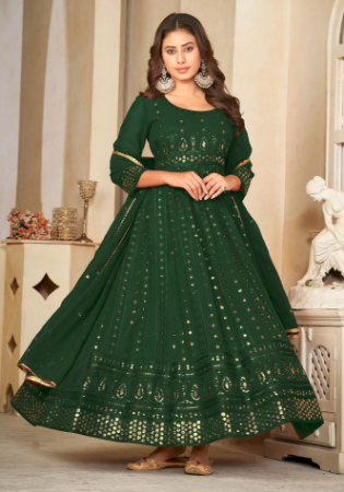 Picture of Pleasing Georgette Green Anarkali Salwar Kameez