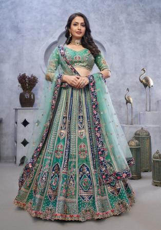 Picture of Silk & Organza Medium Sea Green Lehenga Choli