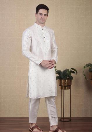 Picture of Bewitching Silk Off White Kurtas