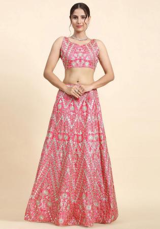Picture of Lovely Georgette Dark Salmon Lehenga Choli