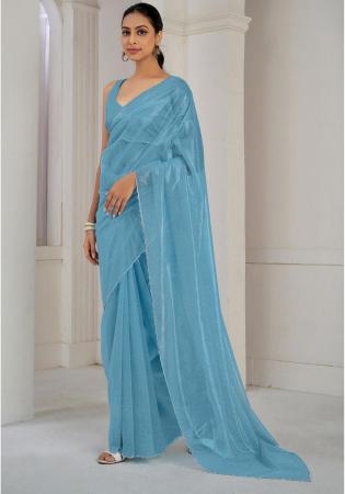 Picture of Admirable Net & Organza Cadet Blue Saree