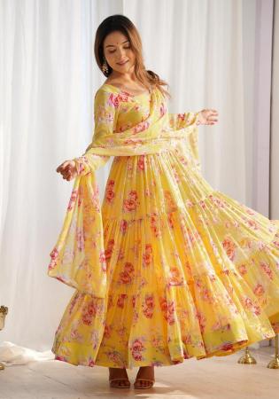 Picture of Statuesque Georgette Wheat Readymade Salwar Kameez