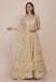 Picture of Well Formed Net Dark Khaki Straight Cut Salwar Kameez