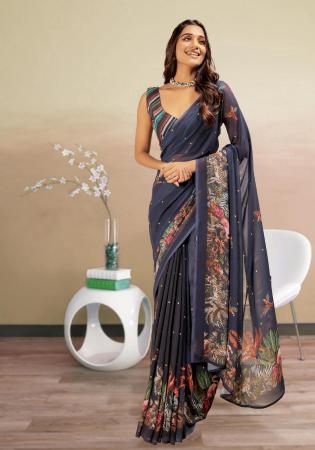 Picture of Admirable Georgette Dark Slate Grey Saree