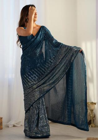 Picture of Comely Georgette Dark Slate Grey Saree