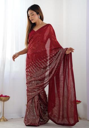 Picture of Admirable Georgette Fire Brick Saree