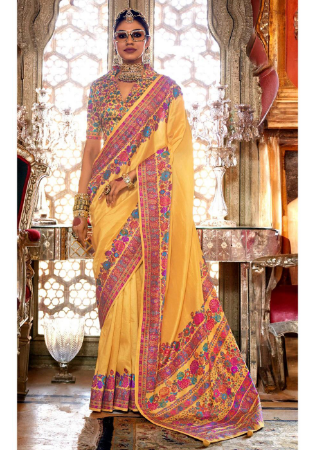 Picture of Magnificent Silk Golden Rod Saree