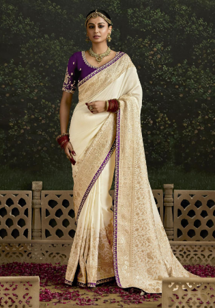 Picture of Beauteous Silk White Saree