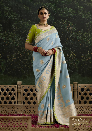 Picture of Good Looking Silk Slate Grey Saree