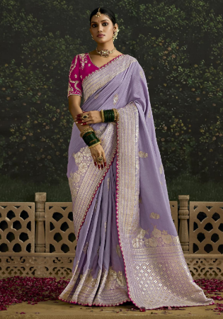 Picture of Well Formed Silk Light Slate Grey Saree