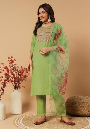Picture of Delightful Cotton Dark Khaki Readymade Salwar Kameez