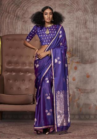 Picture of Enticing Satin & Silk Purple Saree