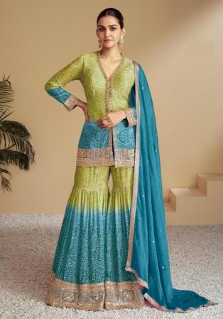 Picture of Fascinating Chiffon Tan Straight Cut Salwar Kameez
