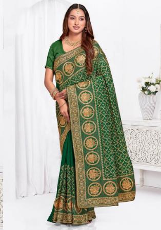 Picture of Ideal Silk Dark Olive Green Saree