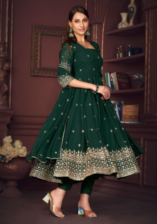 Picture of Excellent Georgette Sea Green Anarkali Salwar Kameez