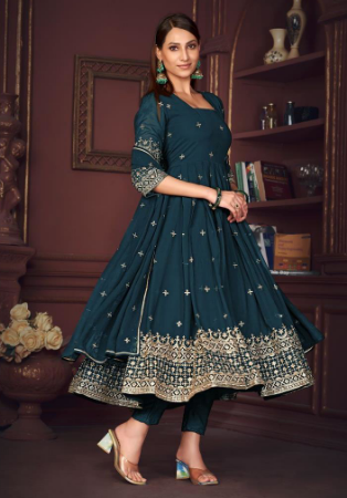 Picture of Georgette Dark Slate Grey Anarkali Salwar Kameez