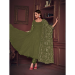Picture of Georgette Dark Olive Green Anarkali Salwar Kameez